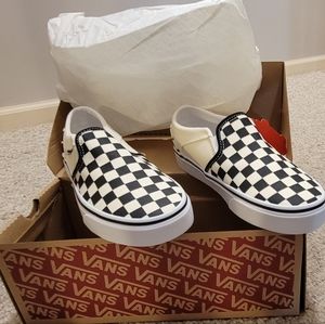 NWT Vans Off the Wall Asher Checkerboard Black/White Canvas Low Loafer